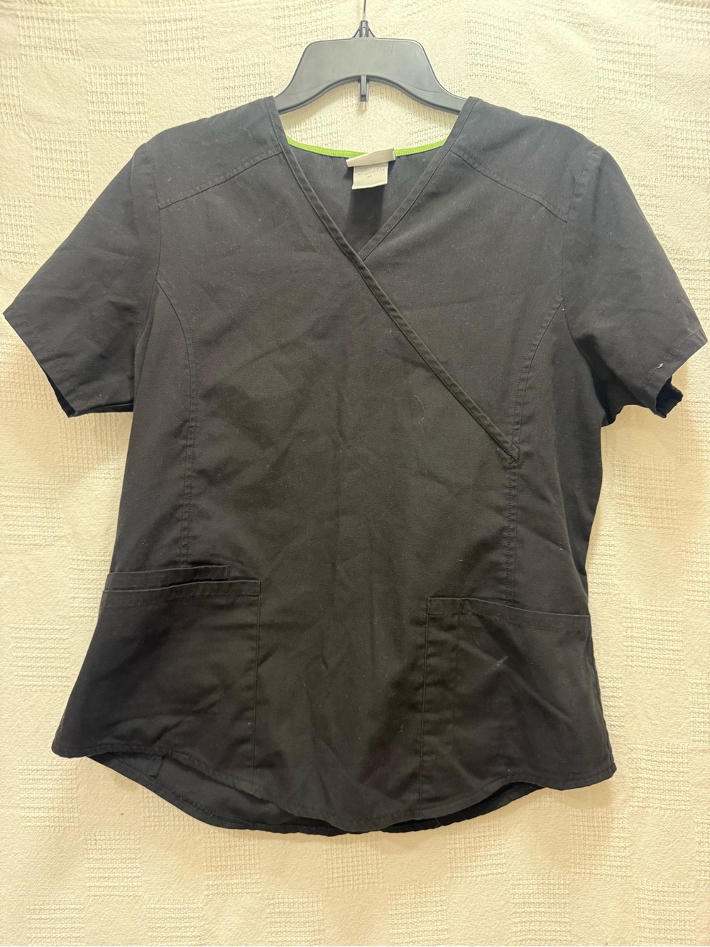 Scrubstar Black Women's Wrap-Style Scrub Top